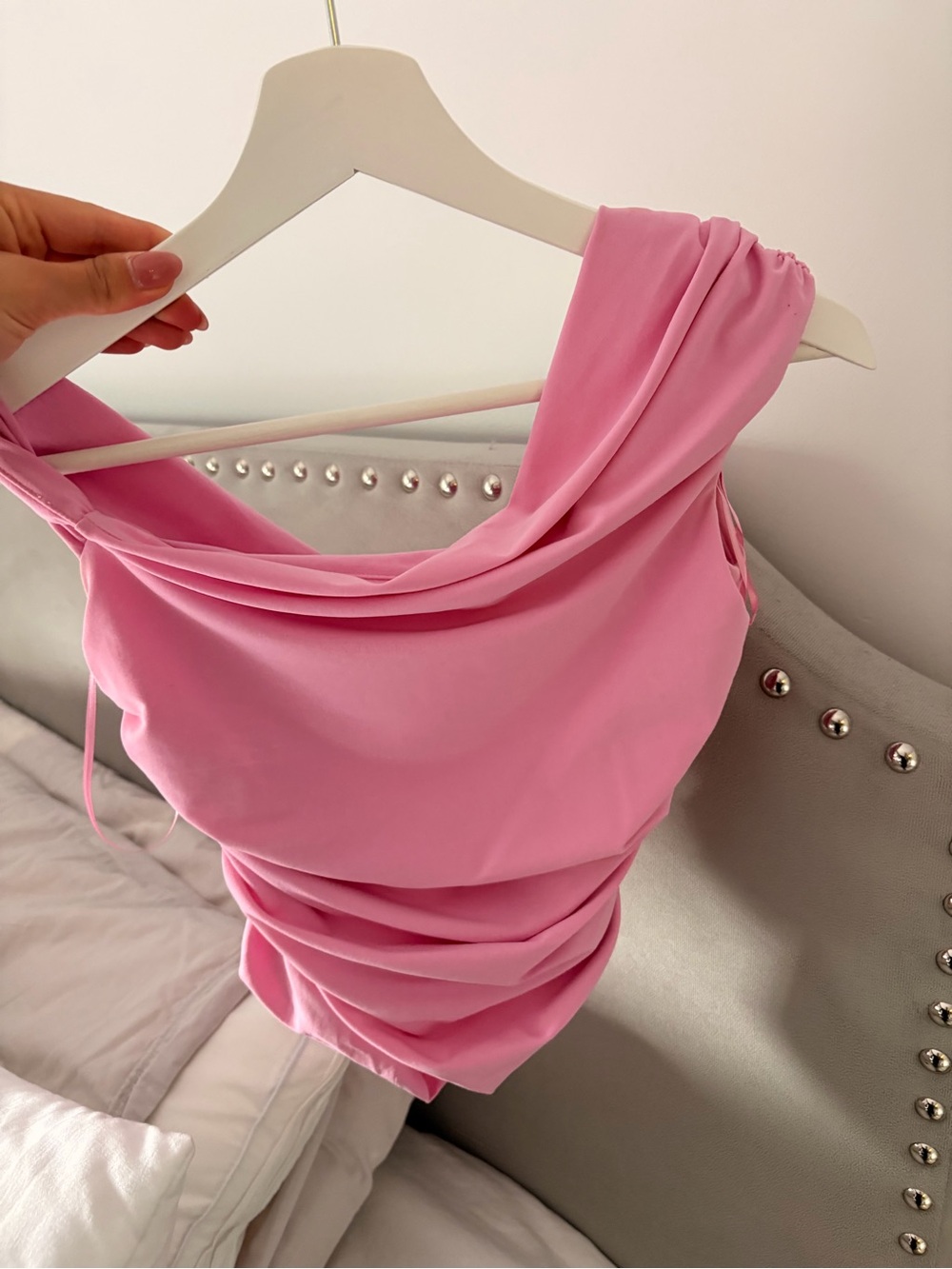 Zara Pink Draped Cowl Neck Top
